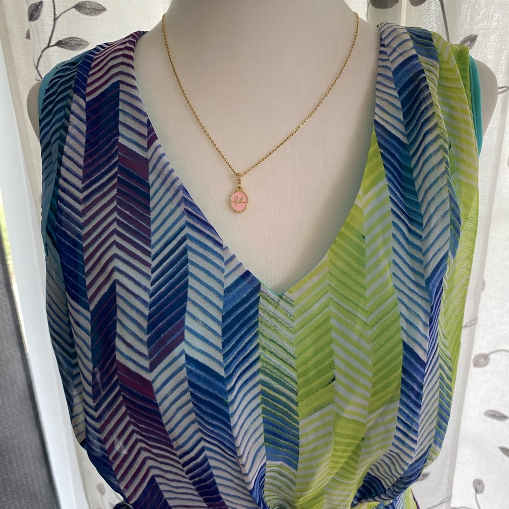 madison leigh Blue Green Chevron Maxi Dress - Picture 8 of 10